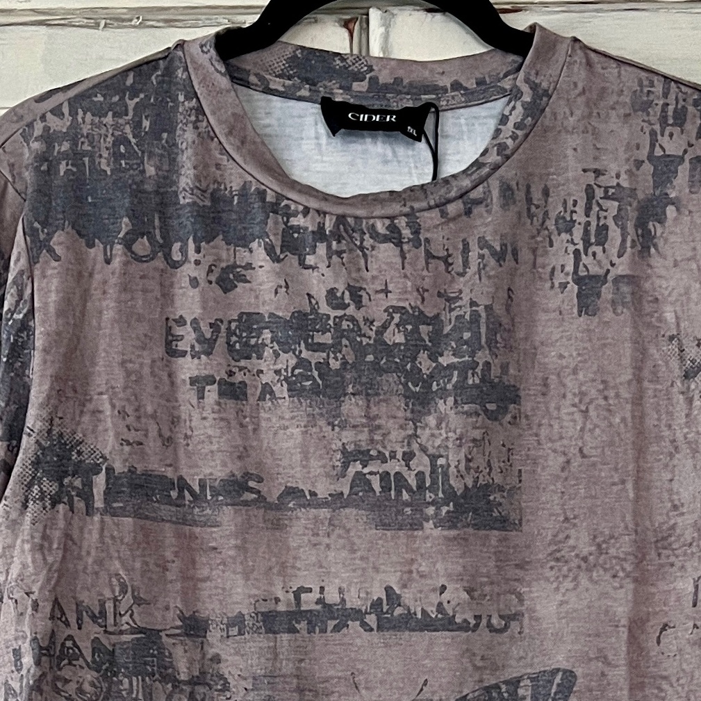Nwt Cider Vintage Inspired Long Sleeve Top With Side Ruching In Gray/Taupe 1x — image 2 of 8